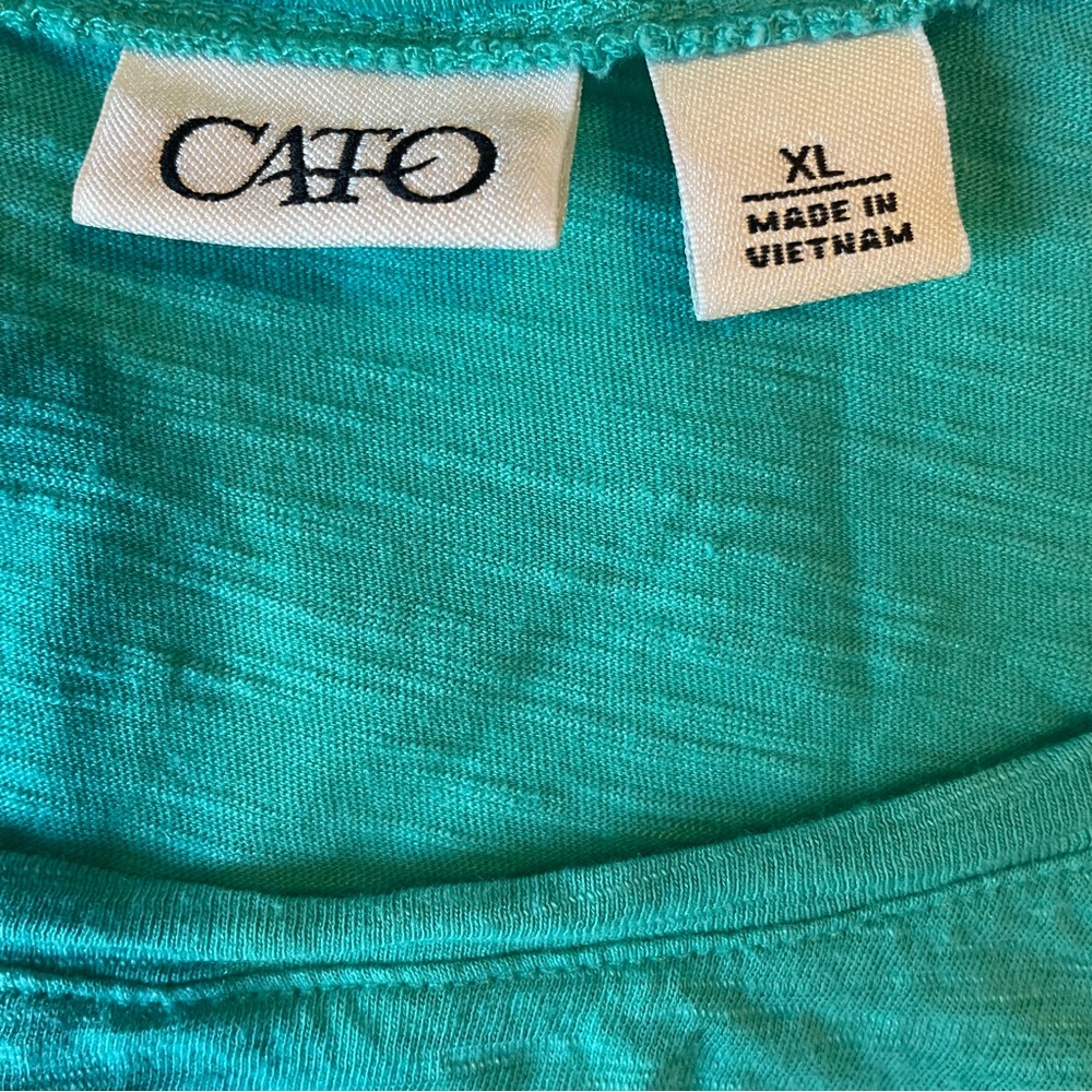 Cato Size XL Turquoise Short Sleeve Lightweight Cotton Knit Top